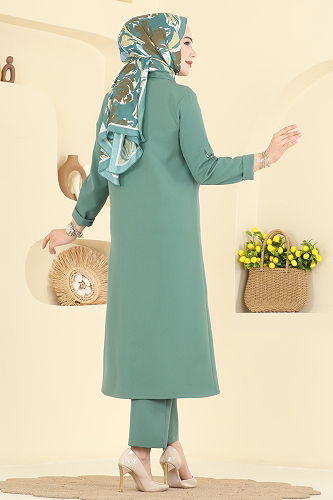 moda selvim طقم أخضر عفني 24020UKB139 - Thumbnail