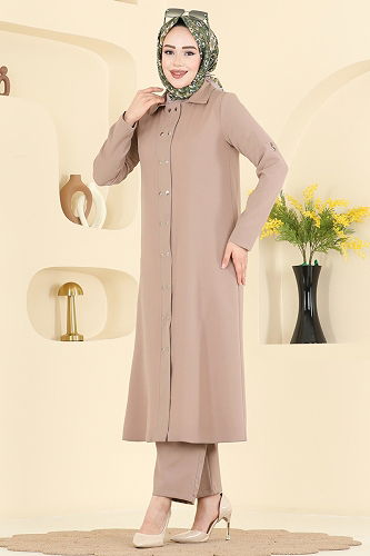 moda selvim طقم بيج 24020UKB139 - Thumbnail