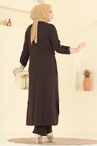 moda selvim طقم بني 24021UKB139 - Thumbnail