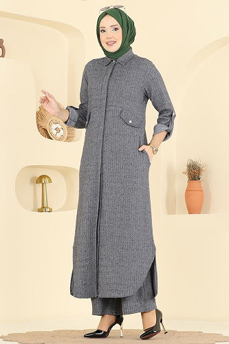 moda selvim طقم رمادي 24021UKB139 - Thumbnail