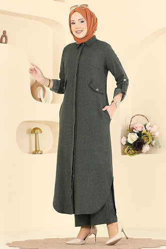 moda selvim طقم اخضر عفني 24021UKB139 - Thumbnail