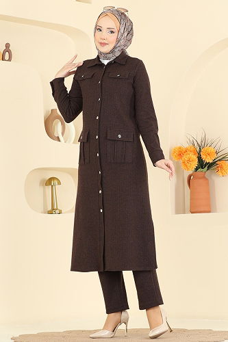 moda selvim طقم بني 24022UKB139 - Thumbnail