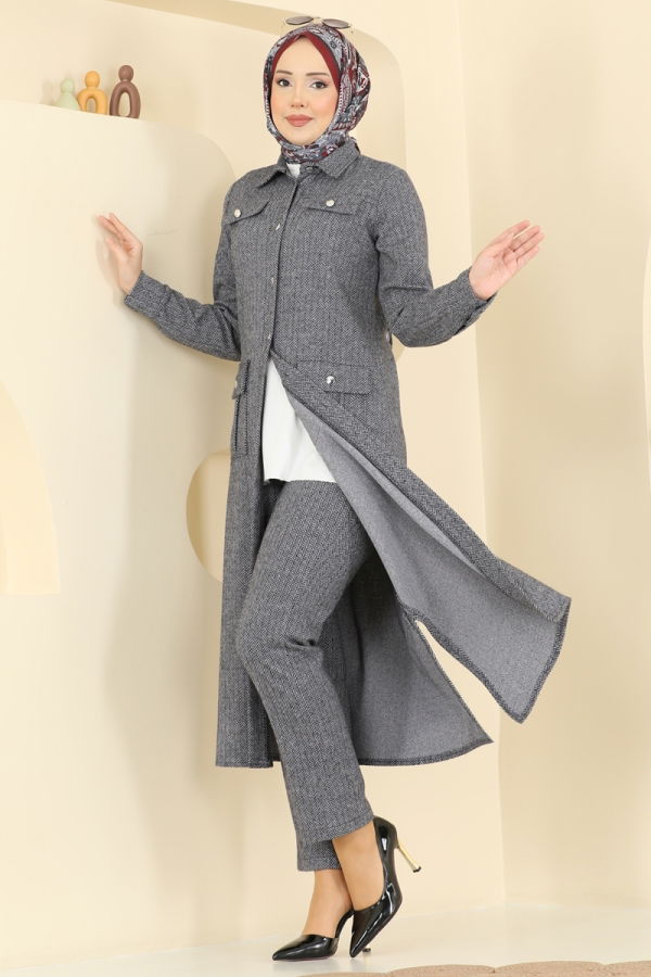 Modaselvim Hijab Combinations Combined 24022UKB139 Gray