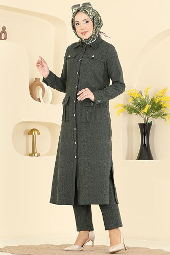 moda selvim طقم اخضر عفني 24022UKB139 - Thumbnail