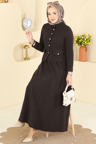 moda selvim طقم بني 24024UKB139 - Thumbnail