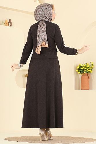 moda selvim طقم بني 24024UKB139 - Thumbnail