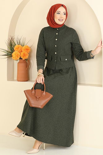 moda selvim طقم اخضر عفني 24024UKB139 - Thumbnail