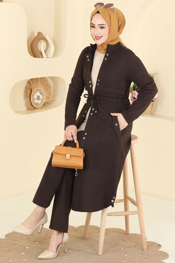 Modaselvim Hijab Combinations Combined 24027UKB139 Brown