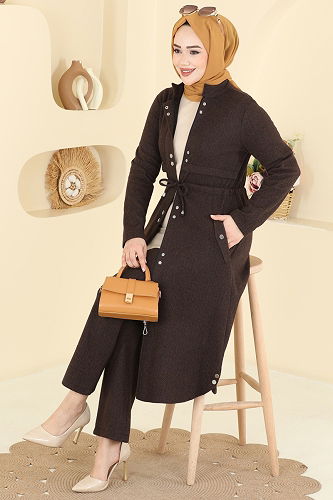 moda selvim طقم بني 24027UKB139 - Thumbnail