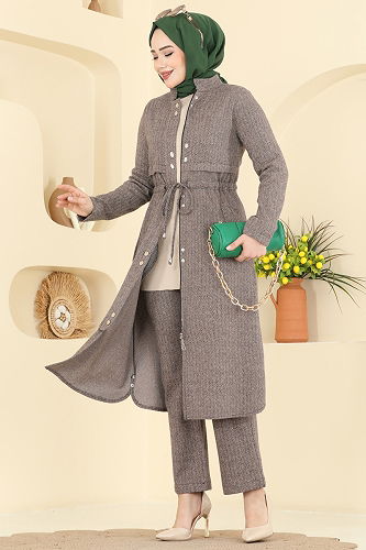 moda selvim طقم بيج 24027UKB139 - Thumbnail