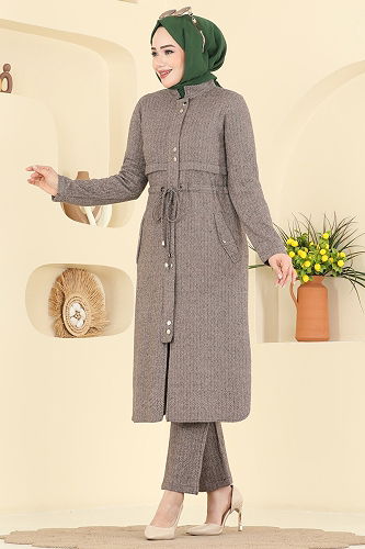 moda selvim طقم بيج 24027UKB139 - Thumbnail