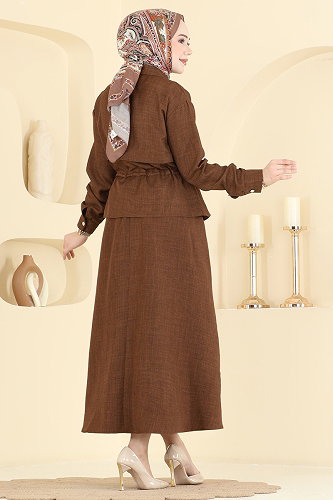 moda selvim طقم بني 24040UKB139 - Thumbnail