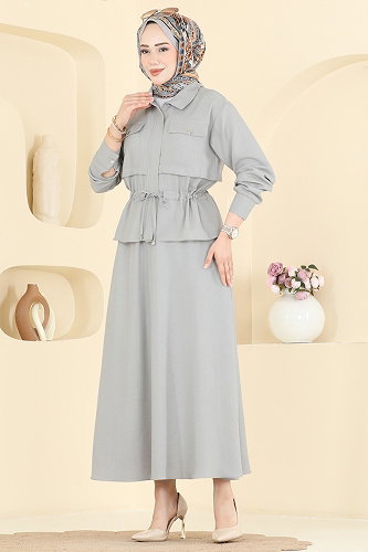 moda selvim طقم رمادي 24040UKB139 - Thumbnail