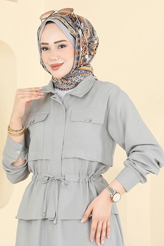 moda selvim طقم رمادي 24040UKB139 - Thumbnail