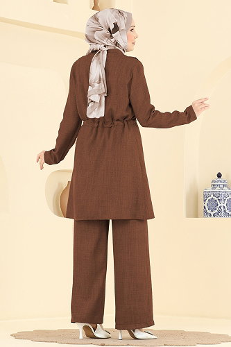 moda selvim طقم بني 24041UKB139 - Thumbnail