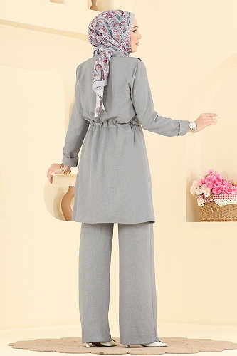 moda selvim طقم رمادي 24041UKB139 - Thumbnail
