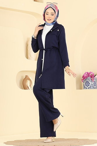 moda selvim طقم كحلي 24041UKB139 - Thumbnail