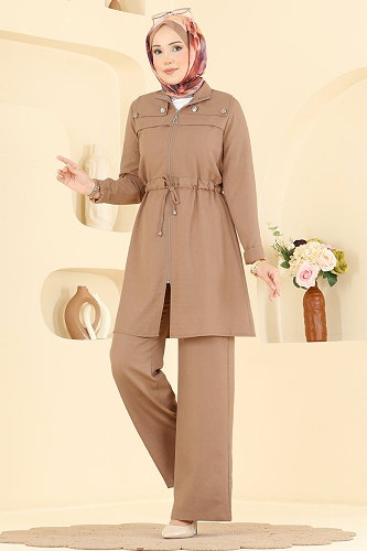 moda selvim طقم بيج 24041UKB139 - Thumbnail