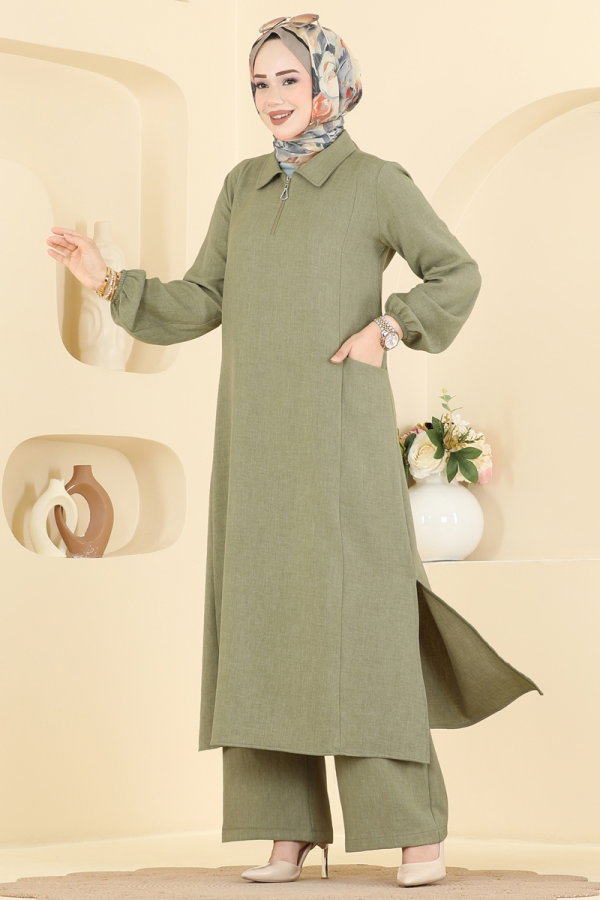 Modaselvim Hijab Combinations Combined 24042UKB139 Almond Green