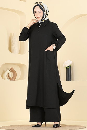 moda selvim طقم أسود 24042UKB139 - Thumbnail