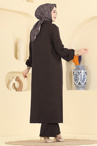 moda selvim طقم بني 24042UKB139 - Thumbnail
