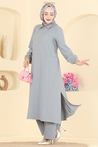 moda selvim طقم رمادي 24042UKB139 - Thumbnail