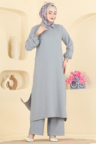 moda selvim طقم رمادي 24042UKB139 - Thumbnail