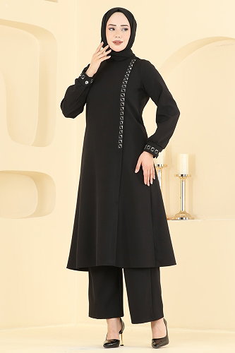moda selvim طقم أسود 24043UKB139 - Thumbnail