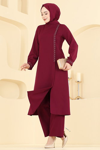 moda selvim Combined 24043UKB139 Burgundy - Thumbnail