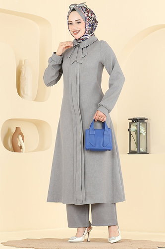 moda selvim طقم رمادي 24044UKB139 - Thumbnail
