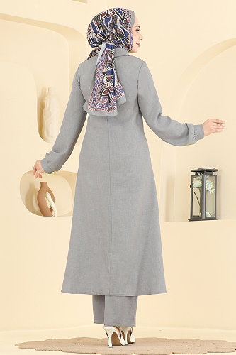 moda selvim طقم رمادي 24044UKB139 - Thumbnail