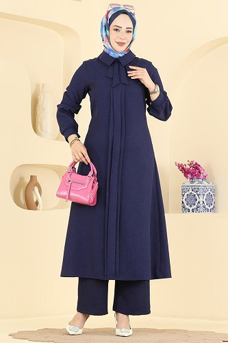 moda selvim طقم كحلي 24044UKB139 - Thumbnail