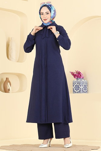 moda selvim طقم كحلي 24044UKB139 - Thumbnail