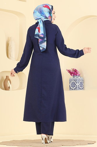 moda selvim طقم كحلي 24044UKB139 - Thumbnail