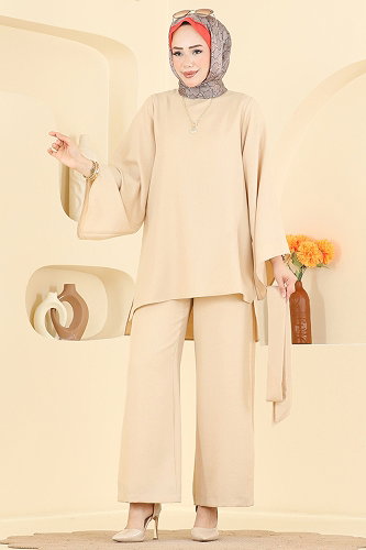 moda selvim طقم بيج 24048UKBK1160 - Thumbnail