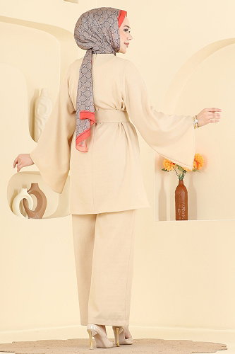 moda selvim طقم بيج 24048UKBK1160 - Thumbnail