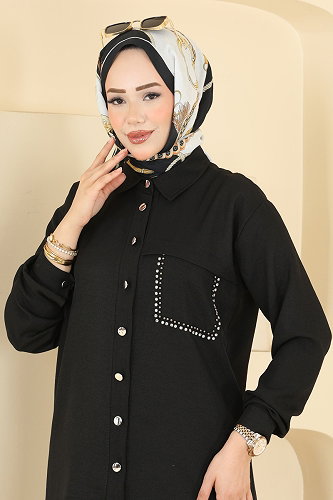 moda selvim طقم أسود 24050UKB139 - Thumbnail