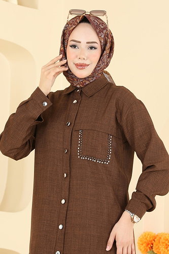 moda selvim طقم بني 24050UKB139 - Thumbnail
