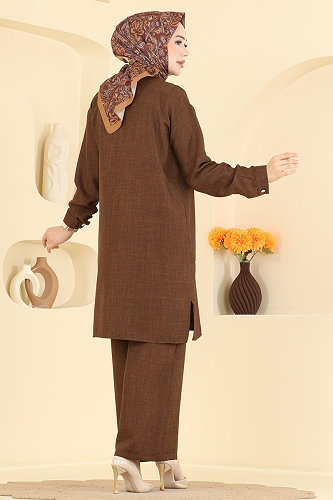 moda selvim طقم بني 24050UKB139 - Thumbnail