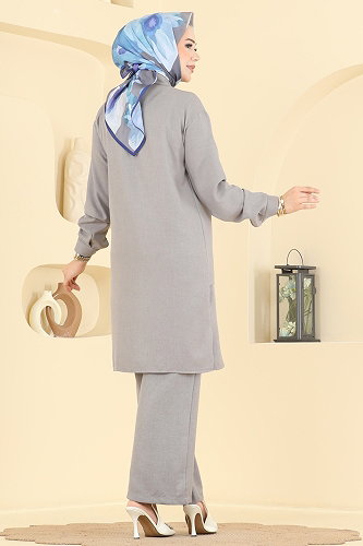 moda selvim طقم رمادي 24050UKB139 - Thumbnail