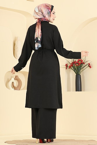 moda selvim طقم أسود 24052UKB139 - Thumbnail