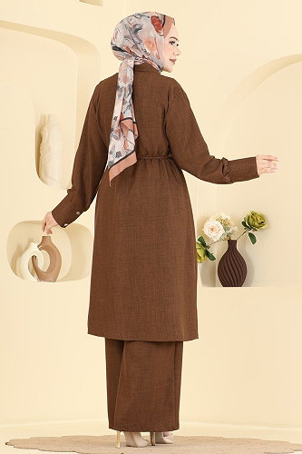 moda selvim طقم بني 24052UKB139 - Thumbnail