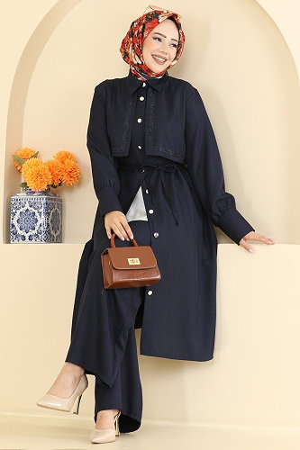 moda selvim طقم كحلي 24052UKB139 - Thumbnail