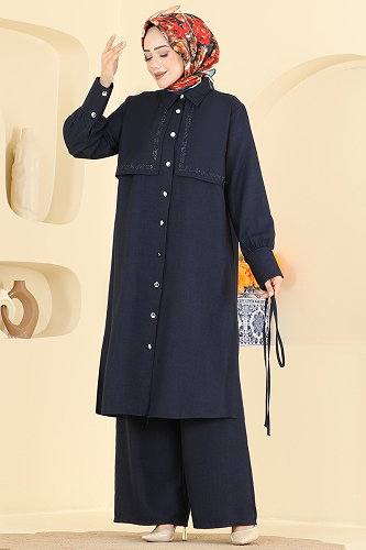 moda selvim طقم كحلي 24052UKB139 - Thumbnail