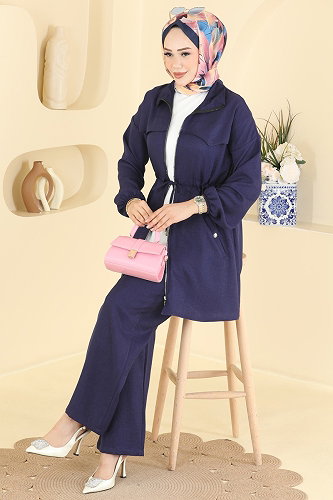 moda selvim طقم كحلي 24053UKB139 - Thumbnail