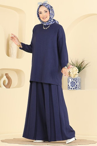 moda selvim طقم كحلي 24054UKBK1160 - Thumbnail