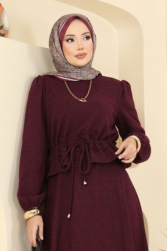 moda selvim طقم خمري 24080UKBK1160 - Thumbnail