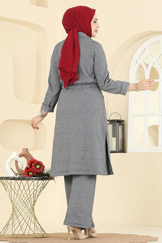 moda selvim طقم رمادي 24081UKBK1160 - Thumbnail