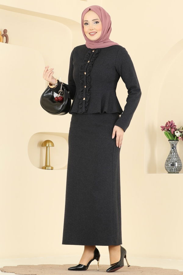 Modaselvim Hijab Combinations Combined 24093UKBK1160 Black