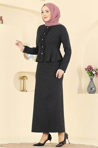 moda selvim طقم أسود 24093UKBK1160 - Thumbnail